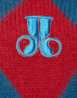 Argyle GiletRed & Blue in Wool