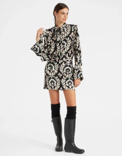 Ascot ShirtGhirlanda Black in Crepe De Chine