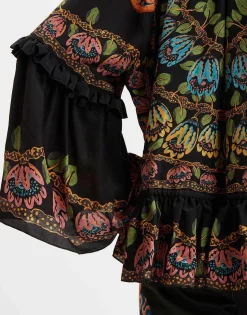 Boho BlouseEve Black in Crepe De Chine