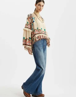 Boho BlouseEve Ecru in Crepe De Chine