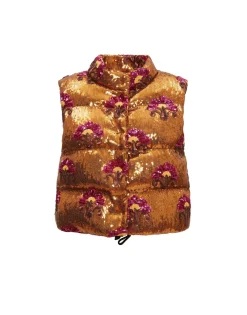Bonbon Puffer VestBronze in Textured Sequins