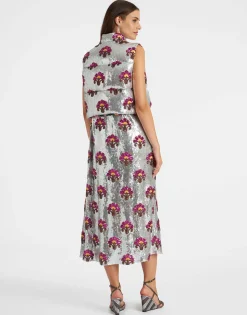 Bonbon Puffer VestSilver in Textured Sequins