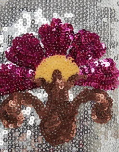 Bonbon Puffer VestSilver in Textured Sequins