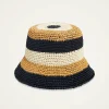 Bucket HatColor Block Light Beige in Raffia Crochet