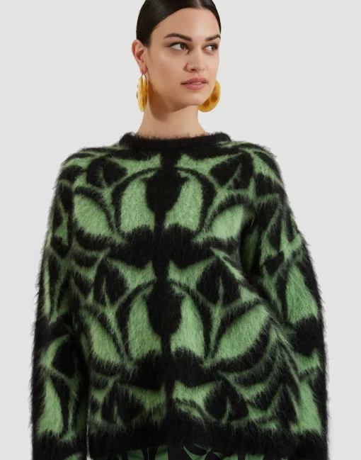 Camden JumperGreen & Black in Brushed Wool