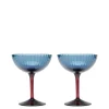 Champagne Coupe Set of 2Blu Fumé in Glass