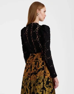 Clingy TopSolid Black in Stretch Lace