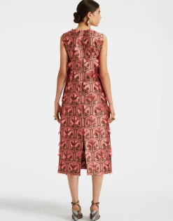Column DressGrove Kaki/Pink in Jacquard