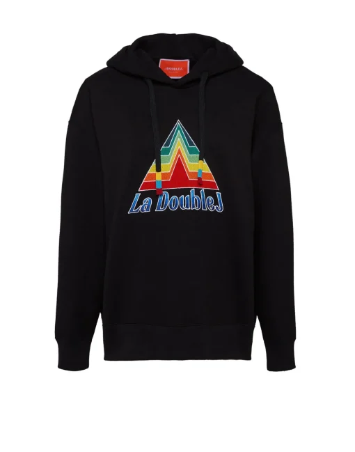 Discman HoodieBlack in Embroidered Jersey