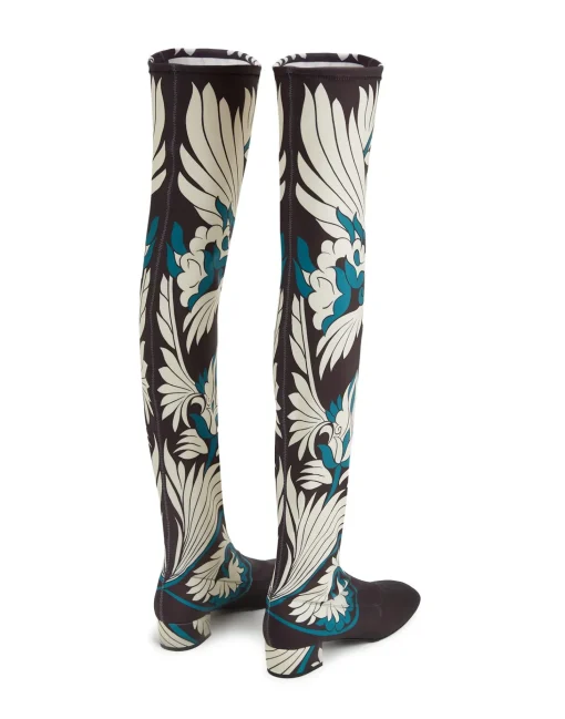 Edie High BootsMix Tiles Blue in Lycra