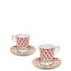 Espresso Cup & Saucer Set of 2Cubi Rosso in Porcelain