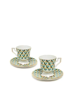 Espresso Cup & Saucer Set of 2Cubi Verde in Porcelain