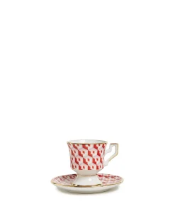 Espresso Cup & Saucer Set of 2Cubi Rosso in Porcelain