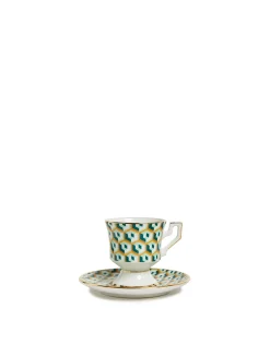 Espresso Cup & Saucer Set of 2Cubi Verde in Porcelain