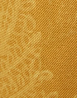 Fancy Crop JeansSicomore Yellow in Laser-Printed Denim With Fringe