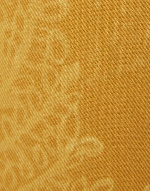 Fancy Crop JeansSicomore Yellow in Laser-Printed Denim With Fringe