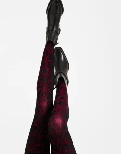 Flocked TightsBlack & Red in Flocked Nylon