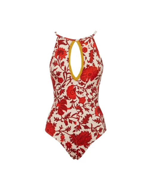 Fonda SwimsuitDragonflower Mini Red in Lycra
