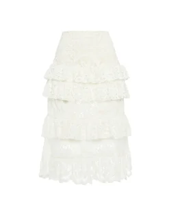 Footloose Lacey SkirtWhite in Cotton Lace