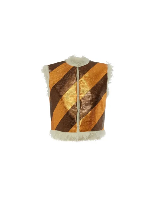 Glam Reversibile Gilet IntarsiaBronze in Faux Python