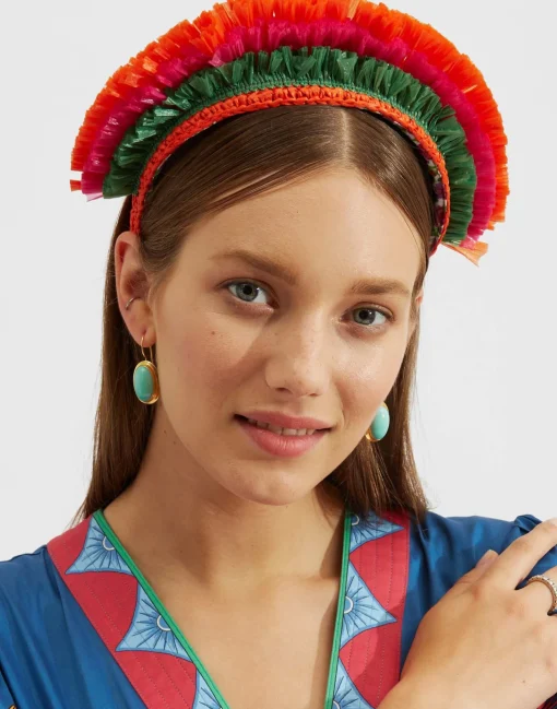 Halo HeadbandSolid Orange in Raffia Crochet