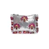 Hand PochetteSilver in Textured Sequins