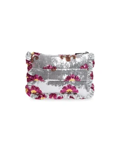Hand PochetteSilver in Textured Sequins