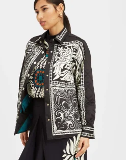 Iris Shirt JacketMix Tiles Placée Black in Twill