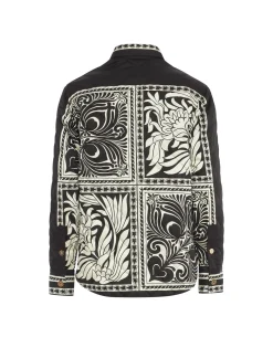 Iris Shirt JacketMix Tiles Placée Black in Twill