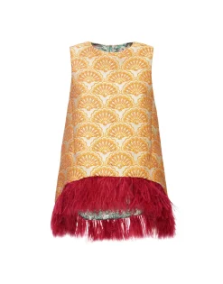 La Scala TopFans Gold in Jacquard With Feathers