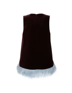 La Scala TopSolid Burgandy in Cotton Velvet With Feathers