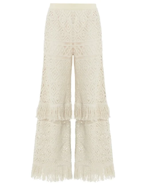 Lacey Palazzo PantsPlaza Cream in Macramé