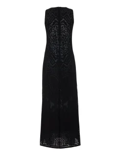 Lacey Racer DressSolid Black in Embroidered Cotton