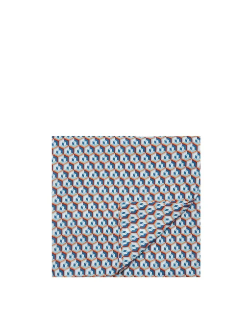 Large Tablecloth (180x350)Cubi Blu in Linen