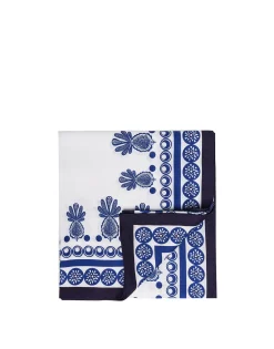 Large TableclothBig Pineapple Blu (Placée) in Linen