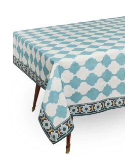 Large TableclothPlaza Sky Blue in Linen