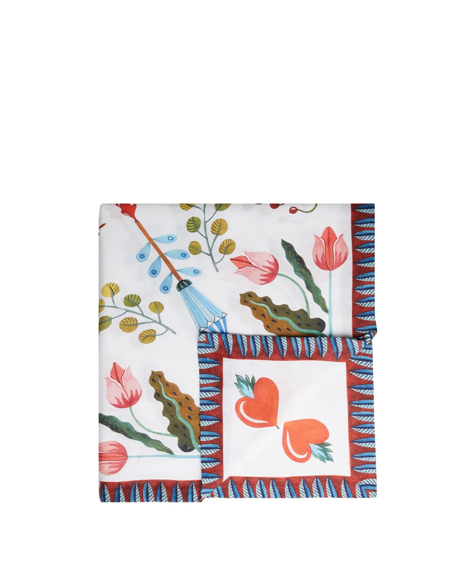 Large TableclothWhite Turning Tulips in Linen