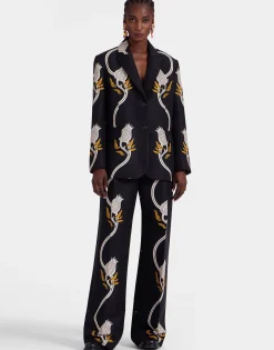 Let Loose PantsMelograno Black & White in Cady Wool