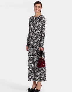 Long Sleeve Swing DressAperol Black & White in Flowy Jersey