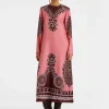 Long Sleeve Swing DressOltrarno Placée Pink in Silk Twill