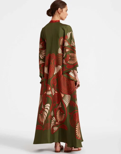Magnifico DressKerylos Placée Dark Green in Silk Twill
