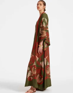 Magnifico DressKerylos Placée Dark Green in Silk Twill