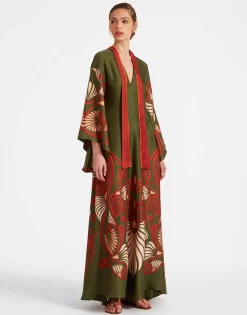 Magnifico DressKerylos Placée Dark Green in Silk Twill