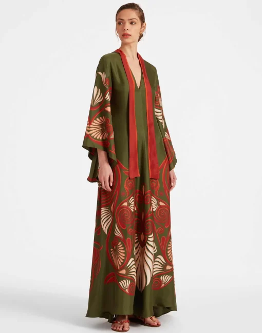 Magnifico DressKerylos Placée Dark Green in Silk Twill