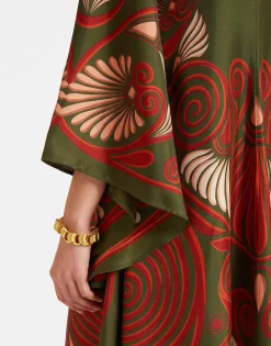 Magnifico DressKerylos Placée Dark Green in Silk Twill