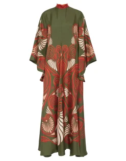 Magnifico DressKerylos Placée Dark Green in Silk Twill