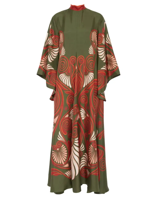 Magnifico DressKerylos Placée Dark Green in Silk Twill