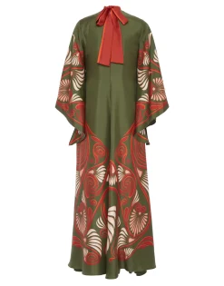 Magnifico DressKerylos Placée Dark Green in Silk Twill