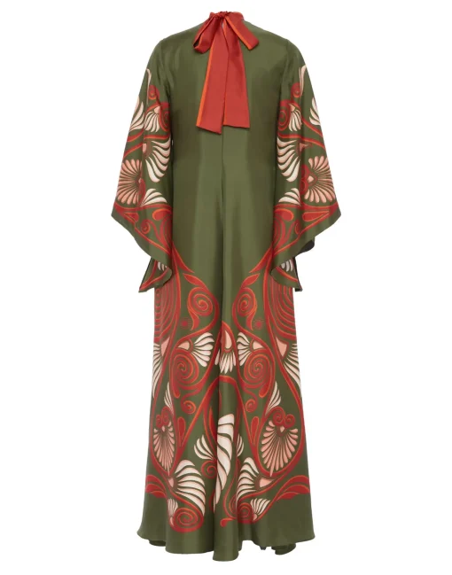 Magnifico DressKerylos Placée Dark Green in Silk Twill