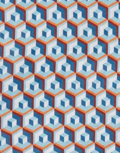 Medium Tablecloth (180x280)Cubi Blu in Linen